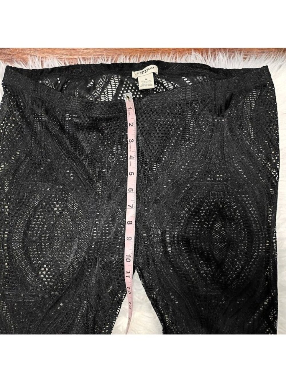 Vertigo Paris XL Black Mesh Lace Pants Whimsy Boho Resortwear Lace - Picture 9 of 13